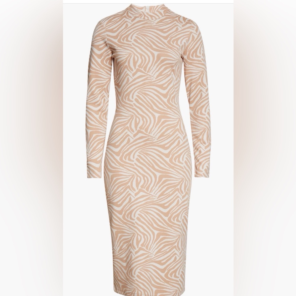 Ted Baker Zebra Midi Print Long Sleeve Dress